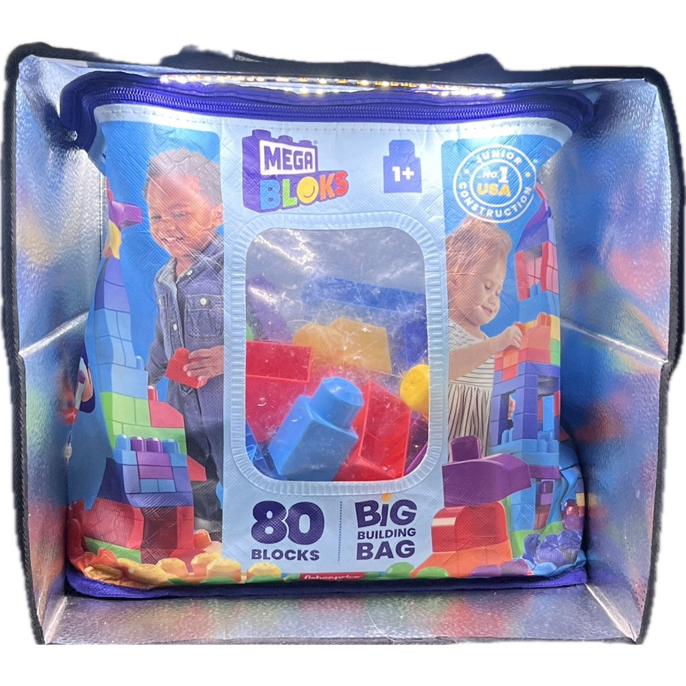 Mega Bloks Big Building Bag 80 Piece Set Toddler Building Blocks Multi Color 1+